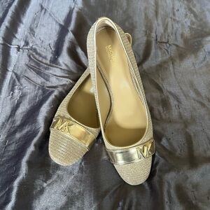 Michael Kors Metallic Gold MK Emblem Heels